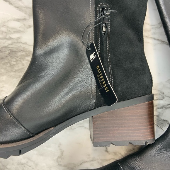 Sorel Cate Tall Leather Suede Black Riding Boots - Picture 7 of 9